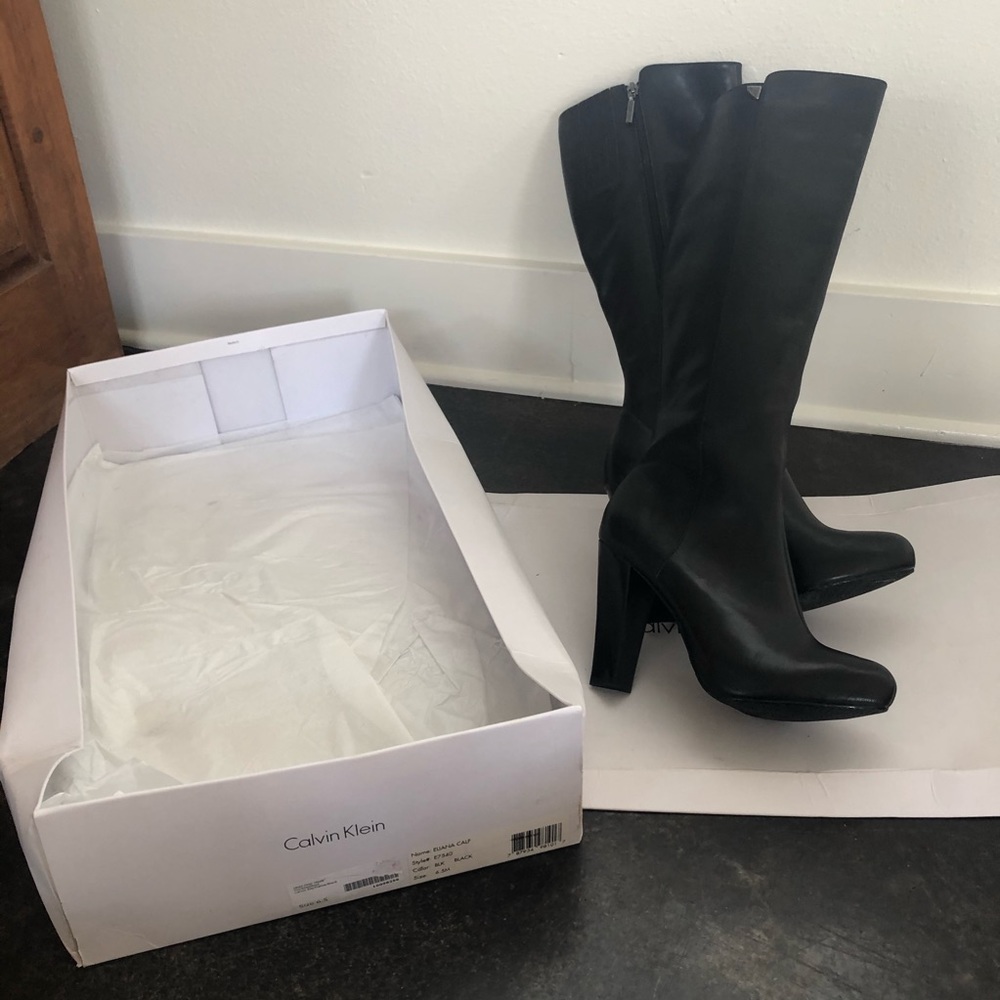 Calvin Klein Eliana Calf Leather Boot NWT